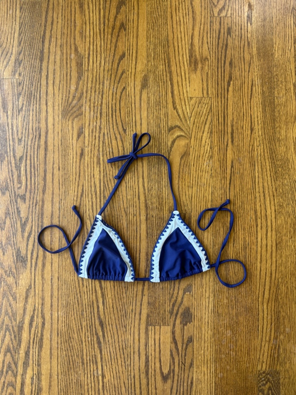 Mossimo Supply Co. Navy and White Triangle Bikini Top